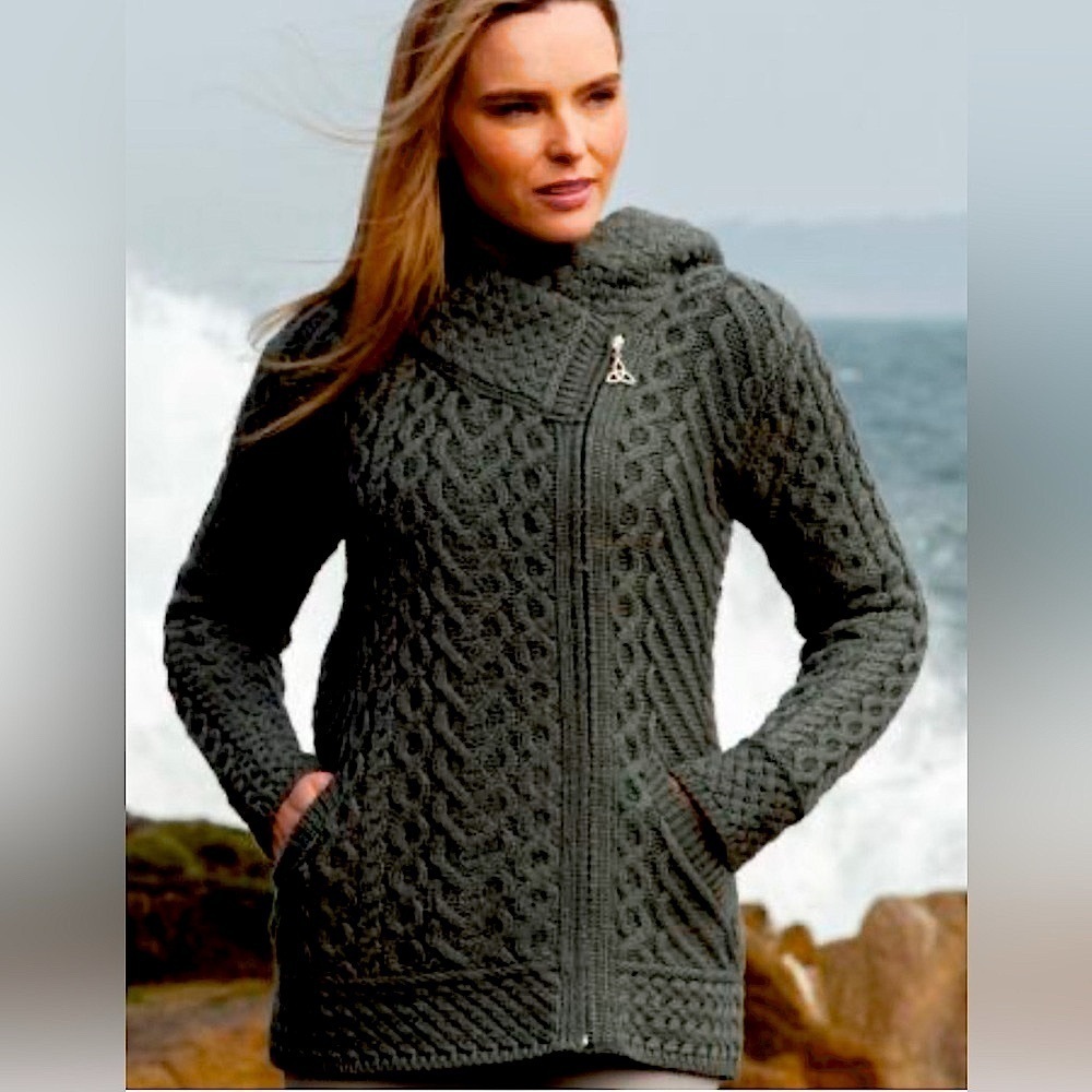 Aran Crafts Side Zip Cardigan. Size SP. NWOT. Has x button tag. Merino wool